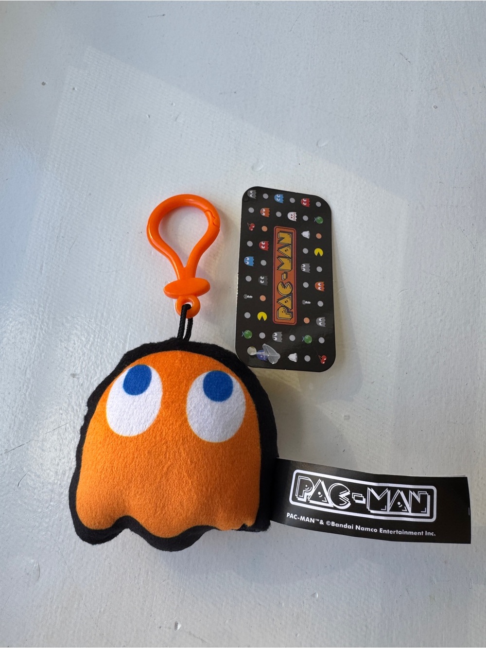 Pac-Man Orange Ghost Plush Keychain Clip